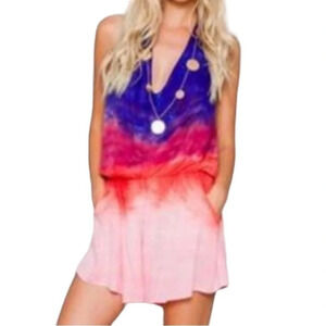 young fabulous and broke tie die ombre short romper